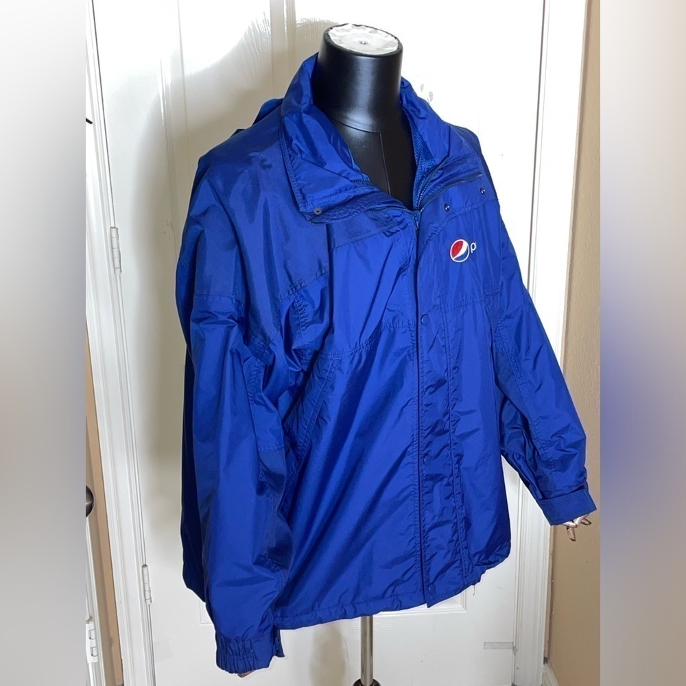 Pepsi Cola Jacket Adult XLarge Navy Full Zip Hooded Lined Aramark Uniform Coat - Picture 3 of 12